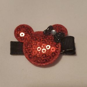 NEW RED/BLACK MOUSE EARS HAIR CLIPPY